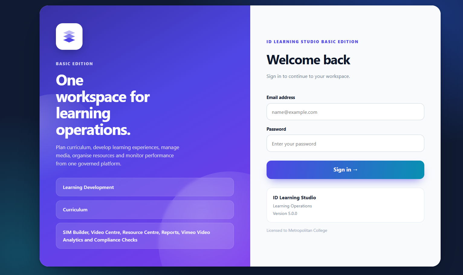 ID Learning Studio Basic Edition interface